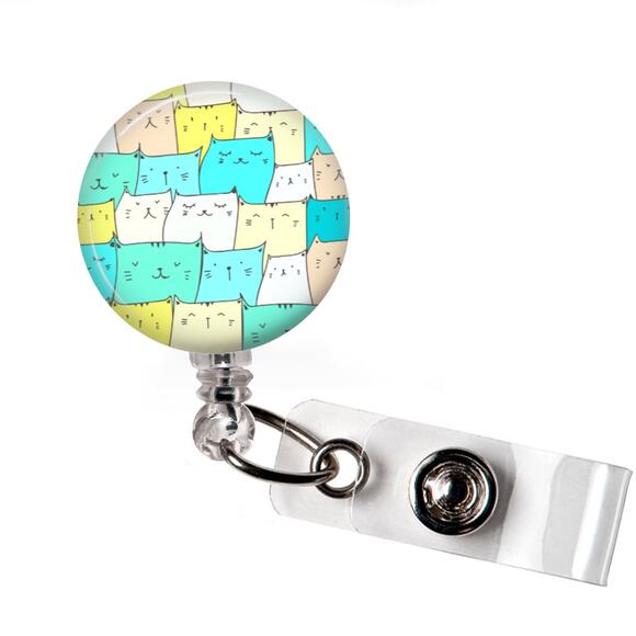 Handmade Accessories - Cats And Lots Of Cats Badge Reel Cat Lover Retractable ID Holder